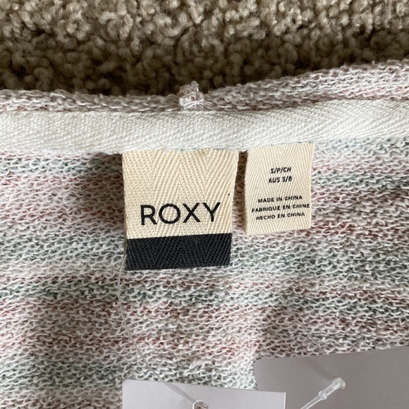 Roxy striped white/blue/pink zip-up jacket with good | size: s - Picture 3 of 4